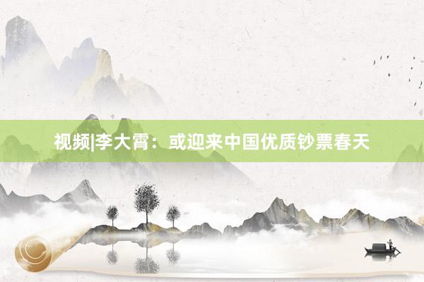 视频|李大霄：或迎来中国优质钞票春天